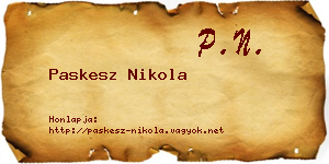 Paskesz Nikola névjegykártya